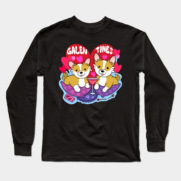 Cute Corgi Galentines Long Sleeve T-Shirt by IhateDumplings